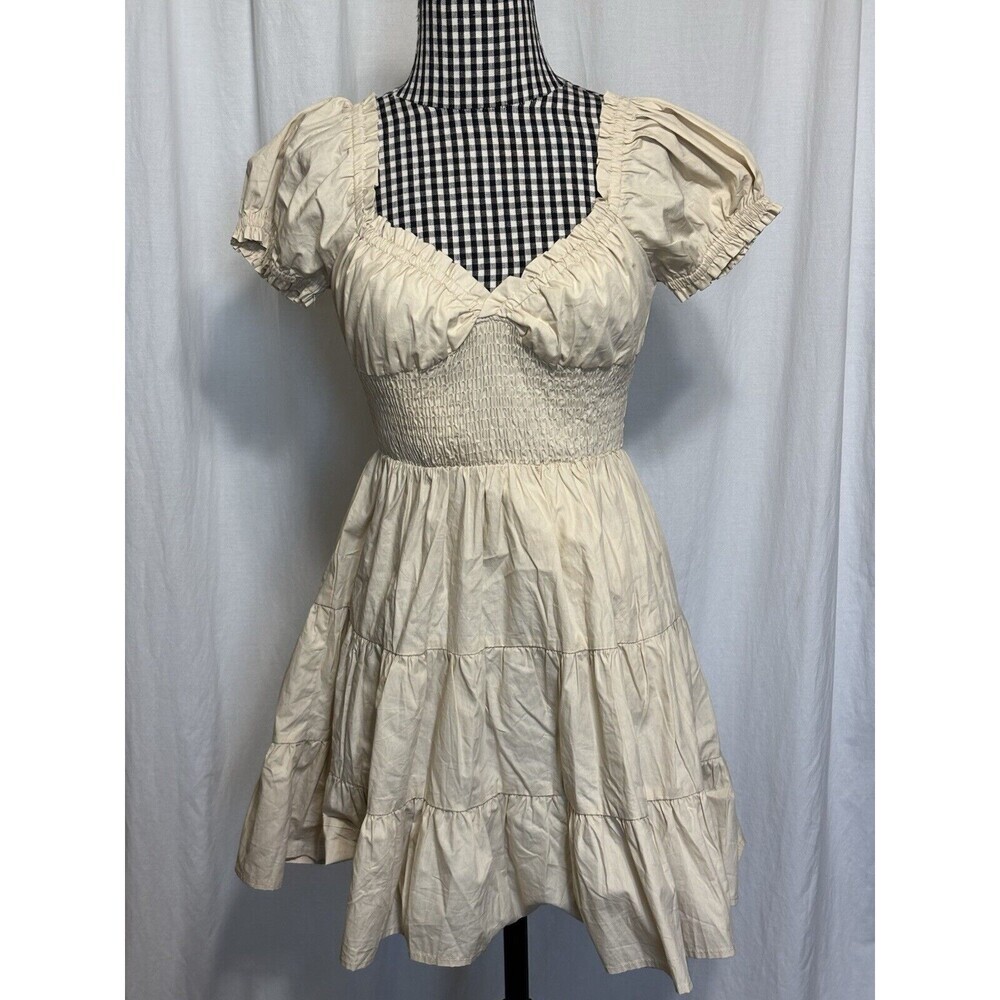 Princess Polly Daniela Mini Dress Beige Cream Size 4 100% Cotton NEW!